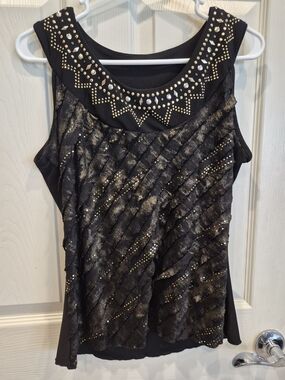 5/25 Black & Gold Embellished Sleeveless Top